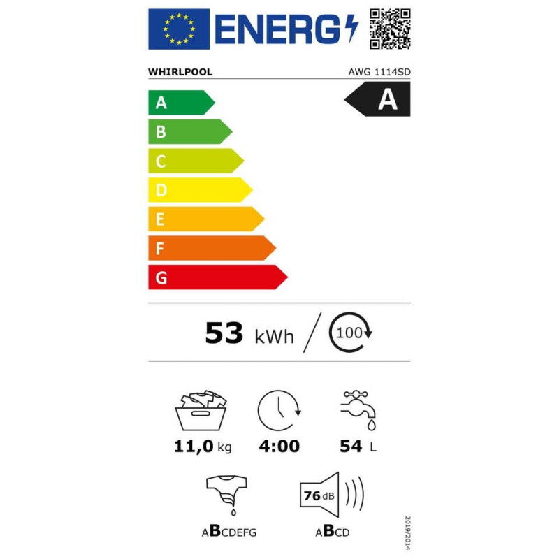 Whirlpool AWG 1114SD - Lavatrice professionale a Libera Installazione 11Kg 1400 Giri a Carica Frontale Classe A Silver