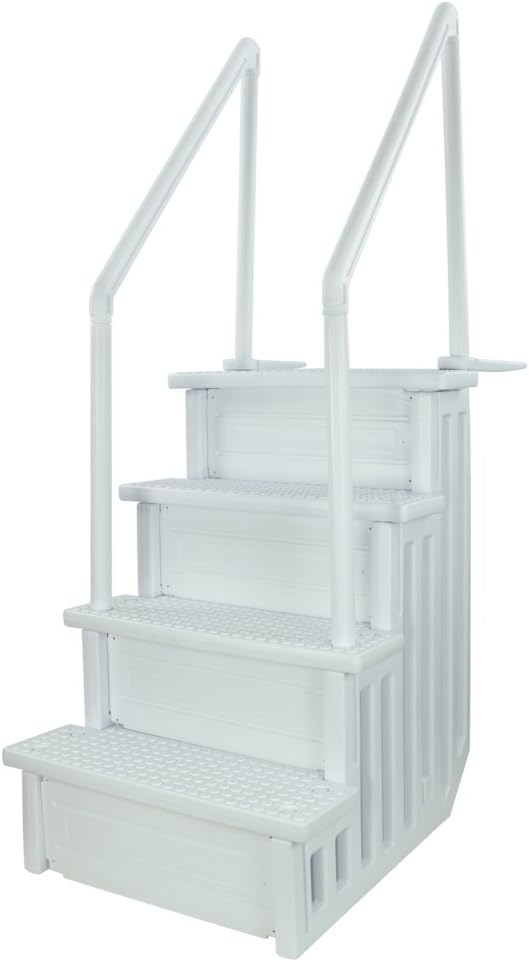 Gradini antiscivolo per piscine | Grigi | Per piscine fuori terra | Possono essere montati su ponti alti da 48" a 54" | Scale di sicurezza con portata fino a 300 libbre