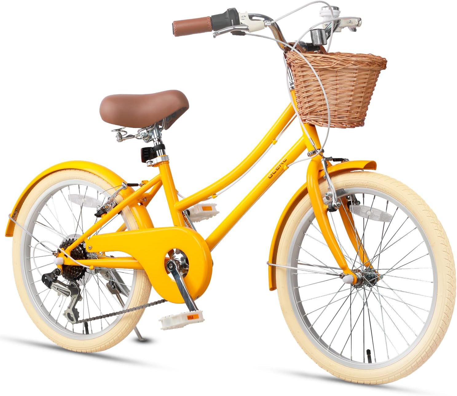 Glerc Missy 20" 24" 26" Inch Girl Cruiser 6 Speed Hybrid City Bike for Children Over 6 Years with Lightweight Wicker Basket, Various Colours