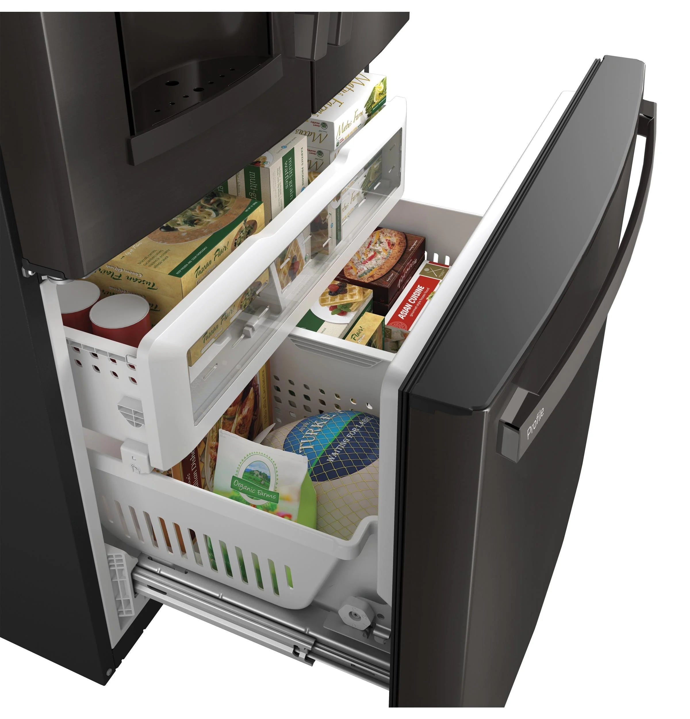Frigorifero GE Appliances PFE28KBLTS da 36 pollici con porta alla francese, acciaio inossidabile nero