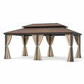 Gazebo in alluminio con tetto in metallo e tende in poliestere 400x300x250 cm