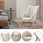 MEUBLE COSY Sedia a Dondolo Poltrona Imbottita Relax con Braccioli Schienale Alto per Soggiorno Cameretta in Tessuto con Gambe in Legno : Casa e cucina