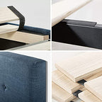 Zinus Omkaram Letto 80x190 cm   Stuttura letto 36 cm di altezza   Struttura letto a piattaforma imbottita con testata e supporto a doghe in legno   Blu scuro : Casa e cucina