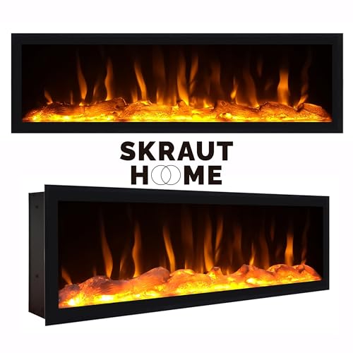 Skraut Home | Mobile TV Soggiorno | Ampio spazio a disposizione | 267x57x35 cm | TV di grande formato | Camino elettrico XXL | Design industriale | Stile moderno | Rovere e nero : Amazon.it: Casa e cucina