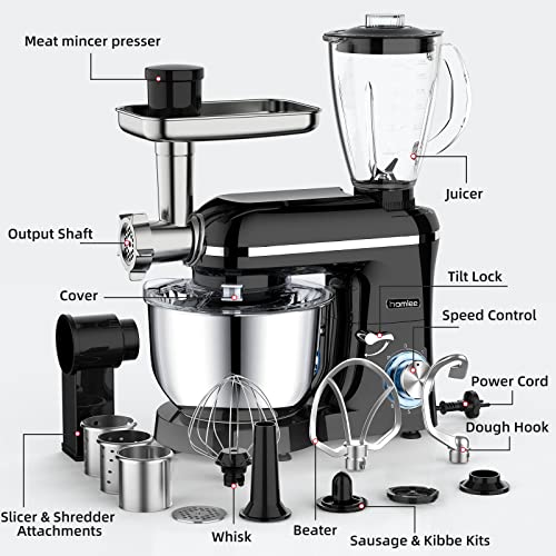 Homlee 3 in 1 Robot da Cucina, Impastatrice Planetaria Multifunzione 5.5L Litri Terrina In Acciaio Inox,1,5L Frullatore Succo,Set Per Salsicce, 6 Velocità : Amazon.it: Casa e cucina