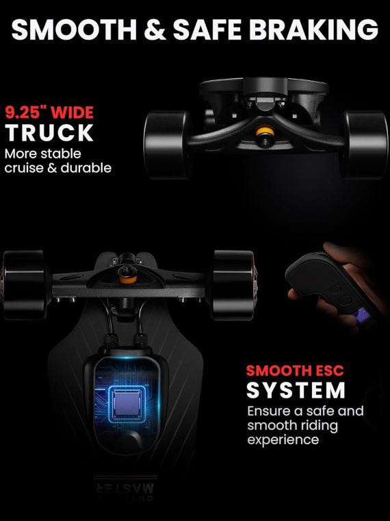 Skateboard elettrico Caribou con telecomando, autonomia 26 miglia, velocità massima 32 mph, 2 motori nel mozzo da 1000 W, longboard elettrico per adulti e adolescenti principianti, garanzia di 6 mesi.