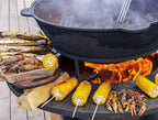 PUR LINE | Barbecue in acciaio corten Purline EFP55R con griglia in acciaio inox e funzione braciere – Barbecue diametro 60 cm, include copertura impermeabile