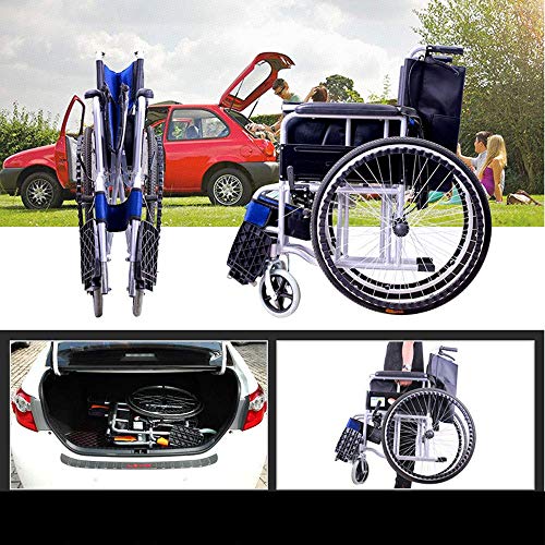 GX Wheelchair Sedia a Rotelle   Carrozzina Pieghevole per Anziani Carriola Portatile Multifunzione per Disabili, Blu : Amazon.it: Salute e cura della persona