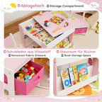 Yorbay Tavolo per Bambini con 2 Sedie, Set di Mobili per Bambini in Legno con Vano Portaoggetti e Scaffalature, 3 in 1, Tavolo da Attività e Tavolo da Tavolo, Cameretta dei Bambini,Sala Giochi : Casa e cucina