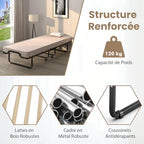COSTWAY Letto Pieghevole, Beige, 90x200cm Matelas 10cm : Casa e cucina
