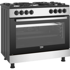 Beko GM15122DXB - Cucina a Libera Installazione Inox 90x60 cm 5 Fuochi con Forno Elettrico Ventilato