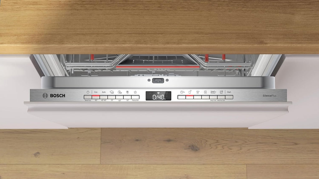 SMV4ECX31E Serie 4, Lavastoviglie da incasso a scomparsa totale, Home Connect, Extra Clean zone: lavaggio intenso per lo sporco più ostinato, Diagnostica da remoto, TimeLight, 60 cm
