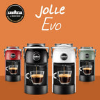 Lavazza A Modo Mio Jolie Evo, Macchina per Caffè Realizzata con 36% di Plastica Riciclata, Macchina Espresso con 64 Capsule Lavazza A Modo Mio Tierra Assortite Incluse, Verde