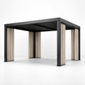 Gazebo in Alluminio con Tende Beige 400x400x250 cm