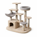 Tiragraffi in tessuto e sisal beige e grigio