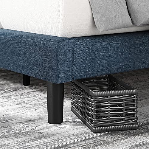 Zinus Omkaram Letto 80x190 cm   Stuttura letto 36 cm di altezza   Struttura letto a piattaforma imbottita con testata e supporto a doghe in legno   Blu scuro : Casa e cucina