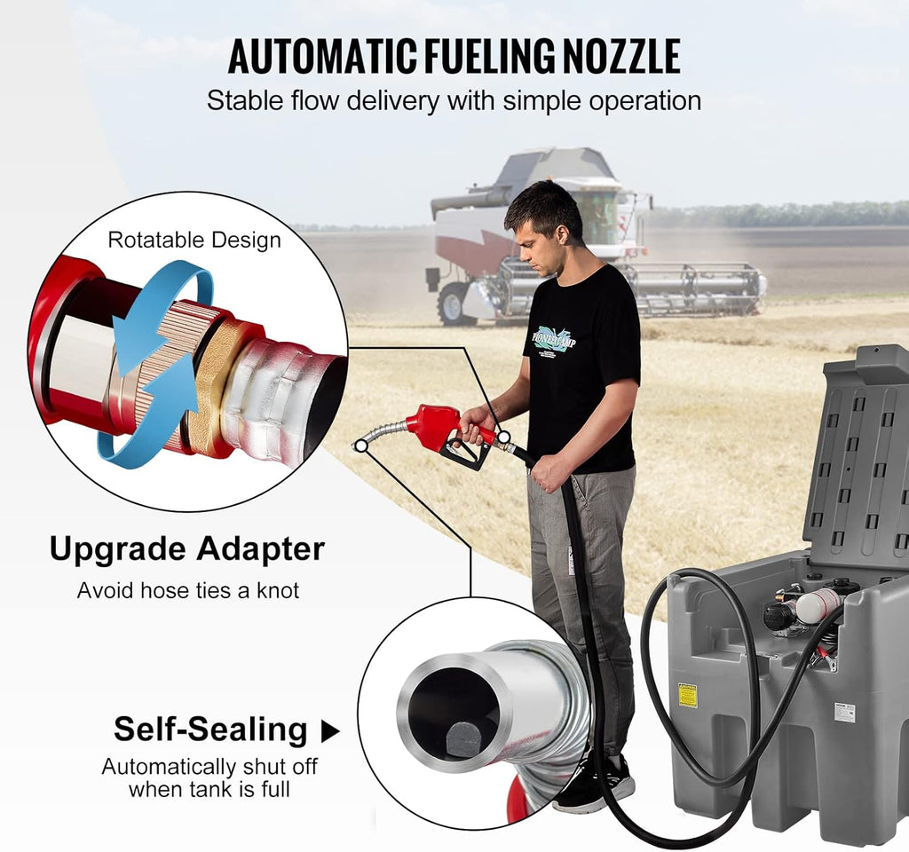 VEVOR Portable Fuel Tank 439 Litre 12V DC Large Fuel Tank with Grey Transfer Pump for Tractor Ship Camper Outdoor Industries Construction Industries