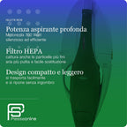 Aspirapolvere Folletto VK130 -REVISIONATA- + Spazzola HD CON RUOTE, Ideale Per Tutti i Pavimenti, Cavo Estraibile 7m, 3 Velocità, Filtro HEPA, Pronta all’Uso + 2 ANNI SACCHETTI + KIT TUBI