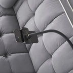 3 in 1 divano letto, piccolo velluto trapuntato convertibile divano futon con letto estraibile, schienale regolabile, cuscini cilindrici, multitasche, porta telefono per il soggiorno appartamento, grigio, 55,5”.