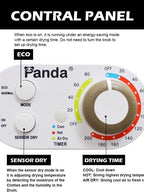 Asciugatrice compatta Panda, capacità di carico di 13,2 libbre, 110 V, 1500 W, asciugatrice portatile, vasca in acciaio inossidabile da 3,5 piedi cubi, 4 modalità di asciugatura