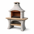 Barbecue in cemento e mattoni con griglia 120x65x200 cm grigio rosso