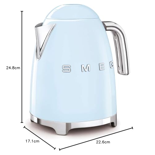 Smeg, Bollitore Elettrico KLF03PBEU 1,7 L, Filtro Anticalcare Lavabile, Autospegnimento di Sicurezza, Indicatore Livello di Acqua, Base Antiscivolo e Avvolgicavo Integrato, Potenza 2400W, Azzurro : Amazon.it: Casa e cucina