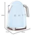 Smeg, Bollitore Elettrico KLF03PBEU 1,7 L, Filtro Anticalcare Lavabile, Autospegnimento di Sicurezza, Indicatore Livello di Acqua, Base Antiscivolo e Avvolgicavo Integrato, Potenza 2400W, Azzurro : Amazon.it: Casa e cucina