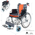 Sedia a Rotelle Superleggera KEROS in Alluminio – 13,7 kg, Braccioli Ribaltabili, Freni da Maniglia, Seduta 45 cm