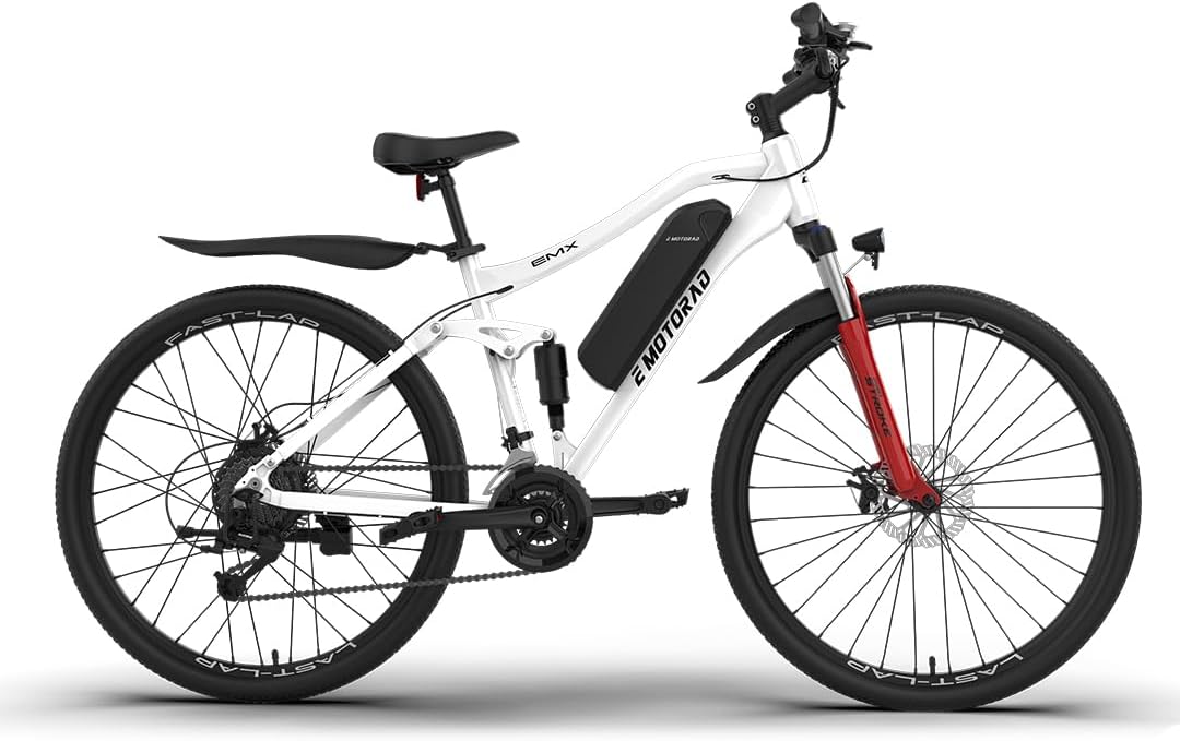 EMotorad EMX+ | Adult Black Off-Road Electric Bike | 27.5x2.0" CST Tyres | 36V 250W Motor | Removable 13Ah Battery | Dual Suspension | Mechanical Disc Brakes