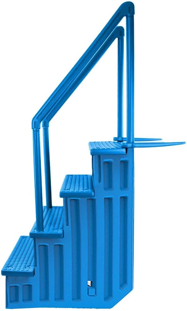 Gradini antiscivolo per piscine | Grigi | Per piscine fuori terra | Possono essere montati su ponti alti da 48" a 54" | Scale di sicurezza con portata fino a 300 libbre