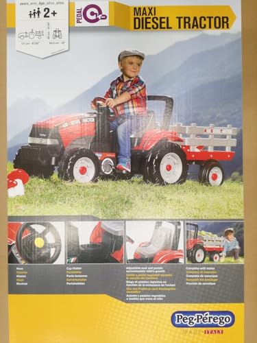 Peg Perego Maxi Diesel Tractor   Trattore a Pedali per Bambini dai 2 Anni con Rimorchio Rimovibile, Sedile Regolabile e Clacson : Giochi e giocattoli