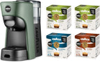 Lavazza, A Modo Mio Macchina per Caffè Tiny Eco Verde con 64 Capsule ¡Tierra! Assortite, Macchina per Espresso in Plastica Riciclata, 1450 W, 220-240 V, 50/60 Hz, 0.6 Litri