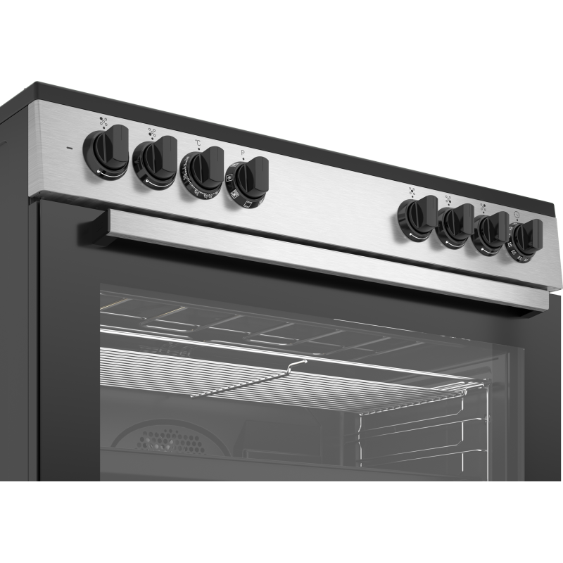 Beko GM15122DXB - Cucina a Libera Installazione Inox 90x60 cm 5 Fuochi con Forno Elettrico Ventilato
