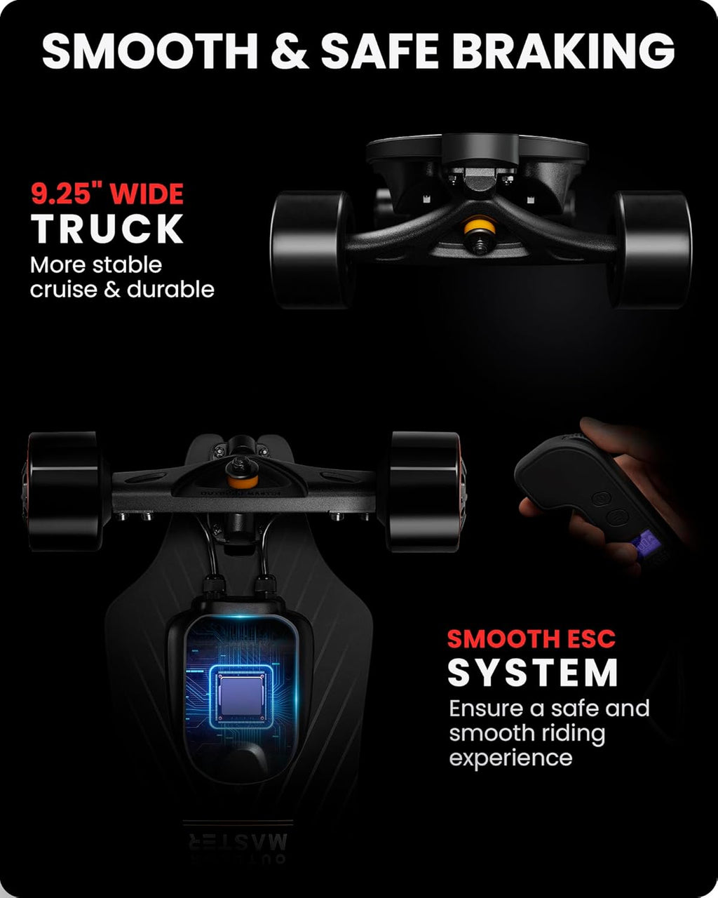 Skateboard elettrico Caribou con telecomando, autonomia 26 miglia, velocità massima 32 mph, 2 motori nel mozzo da 1000 W, longboard elettrico per adulti e adolescenti principianti, garanzia di 6 mesi.