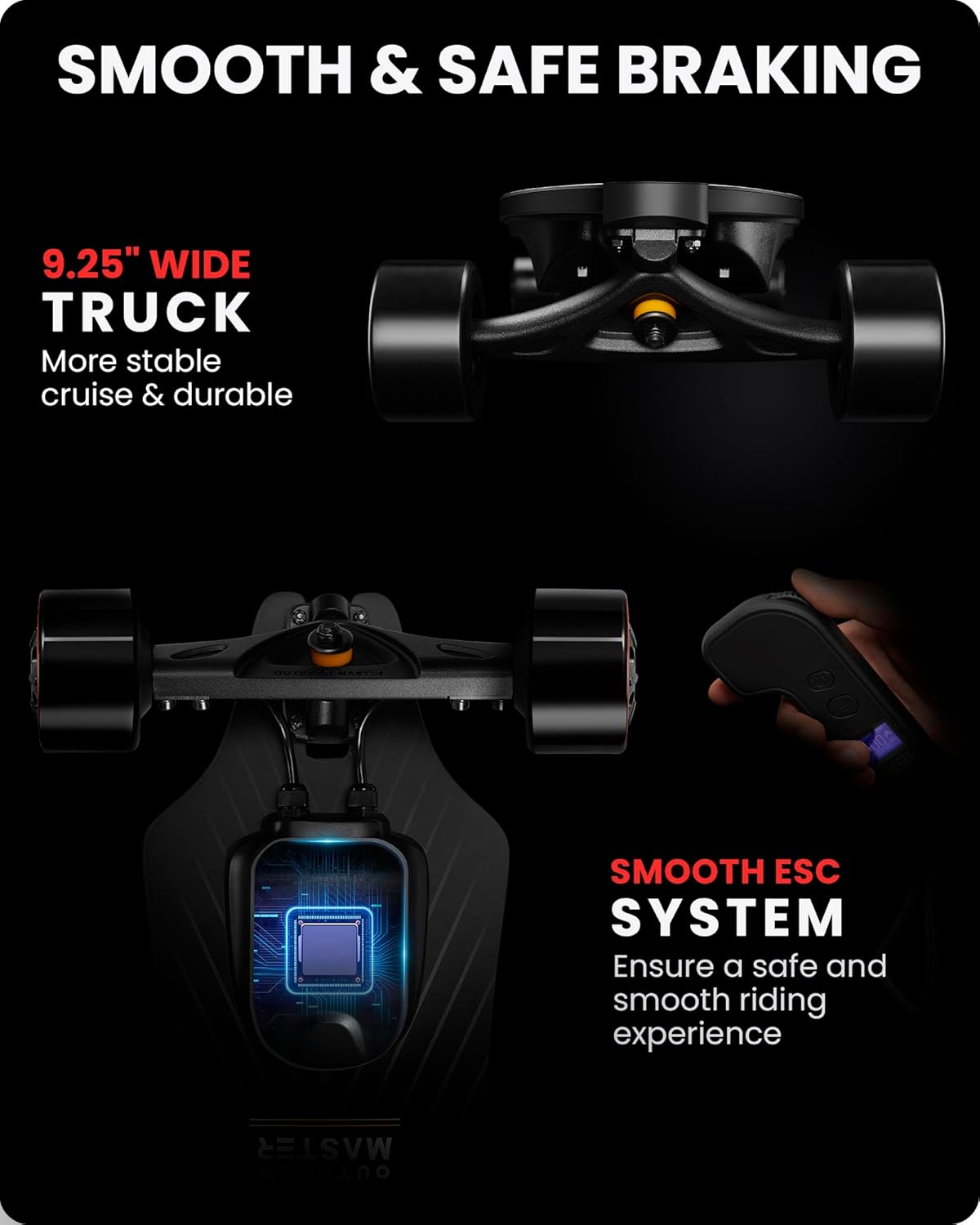 Skateboard elettrico Caribou con telecomando, autonomia 26 miglia, velocità massima 32 mph, 2 motori nel mozzo da 1000 W, longboard elettrico per adulti e adolescenti principianti, garanzia di 6 mesi.
