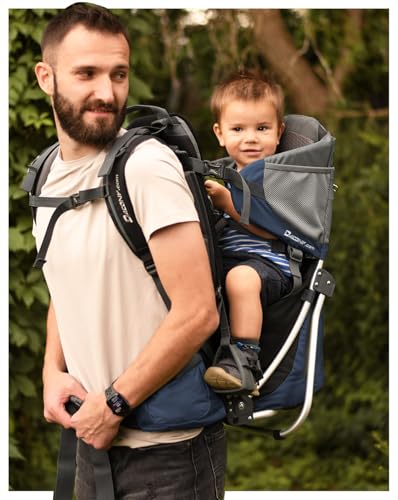 Dacony Borsa per bambini per il trasporto sulla schiena – Zaino per bambini con telaio – per bambini a partire dai 7 mesi fino a 25 kg – adatto per tutte le taglie (Deep Blue) : Prima infanzia