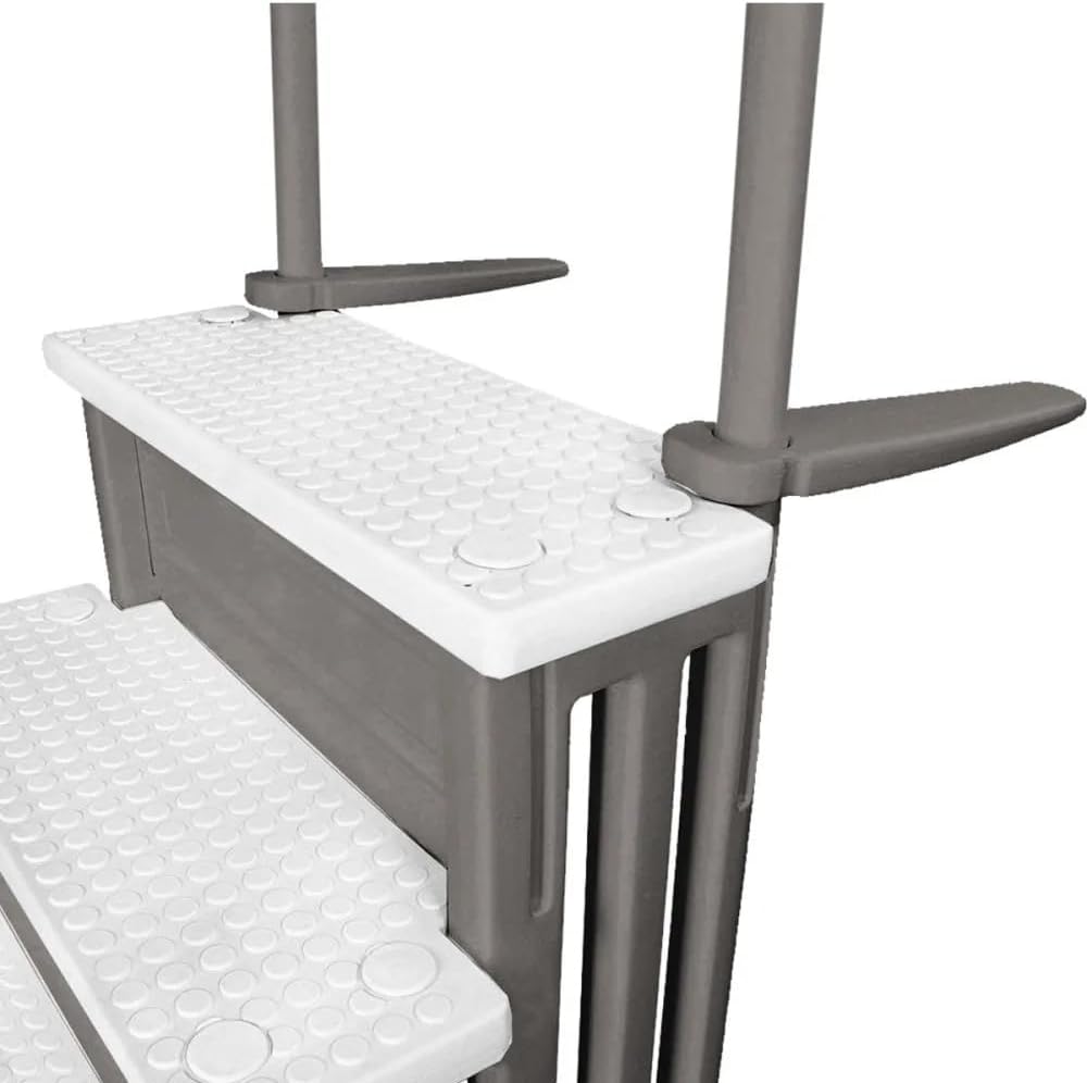 Gradini antiscivolo per piscine | Grigi | Per piscine fuori terra | Possono essere montati su ponti alti da 48" a 54" | Scale di sicurezza con portata fino a 300 libbre