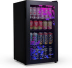 Frigorifero per bevande | 126 lattine indipendente con porta in vetro con cerniera a destra | Mini frigorifero per bevande, perfetto per birra, vino, bibite e bevande fredde