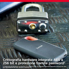 SanDisk 2TB Extreme SSD portatile, Unità a stato solido NVMe esterna, fino a 1050 MB/s, USB C, USB 3.2 Gen 2x2, Indice di protezione IP65 per la resistenza ad acqua e polvere, Nero : Informatica