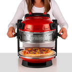 Ariete 927 Pizzeria Ariete, Forno pizza doppio, 2300 W, 2 pietre refrattarie, 2 pizze in 4 minuti, 2 termostati, Diametro 32 cm, 5 livelli di cottura, 2 pale in acciaio inox, Rosso