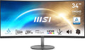MSI PRO MP341CQ Monitor Curvo 34" UWQHD (3440 x 1440), Pannello 21:9, 100 Hz, 1 ms (MPRT), Anti-Flicker, Less Blue Light, Speaker integrati, 2x HDMI 2.0b, 1x DP, VESA 100x100, Nero