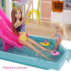 Barbie Casa dei Sogni   Playset Casa di Barbie 3 piani   Piscina   Scivolo   Ascensore   Oltre 75 Accessori   Alta 110 cm   Regalo per Bambini 3 7 Anni, GRG93 : Giochi e giocattoli
