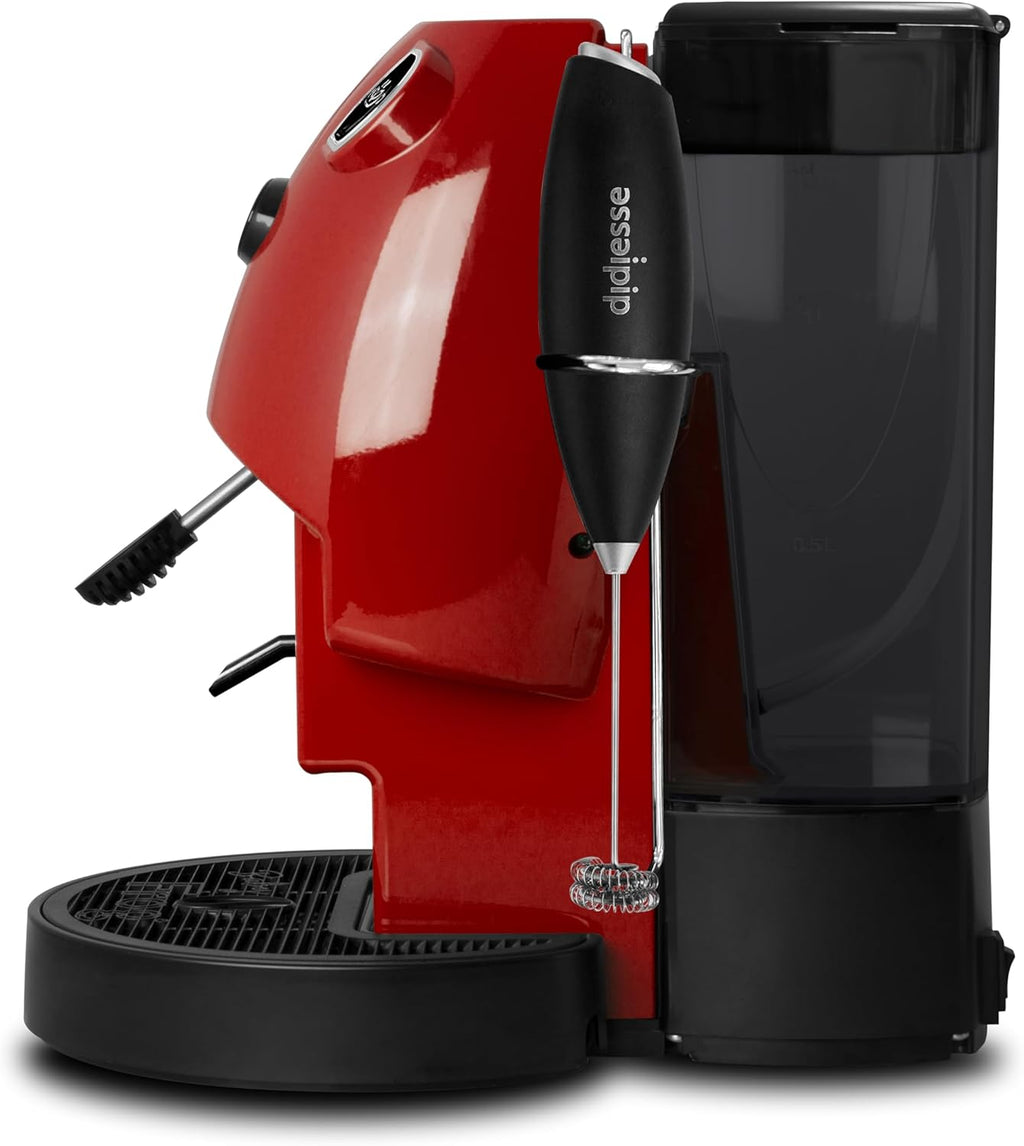Didiesse Baby Frog Coffee & Tea – Macchina da Caffè a Cialde, con Frullino Montalatte e Doppio Portacialde per Caffè e Tè, Basso Consumo 650W, Erogatore Acqua Calda. (Rosso Pieno)