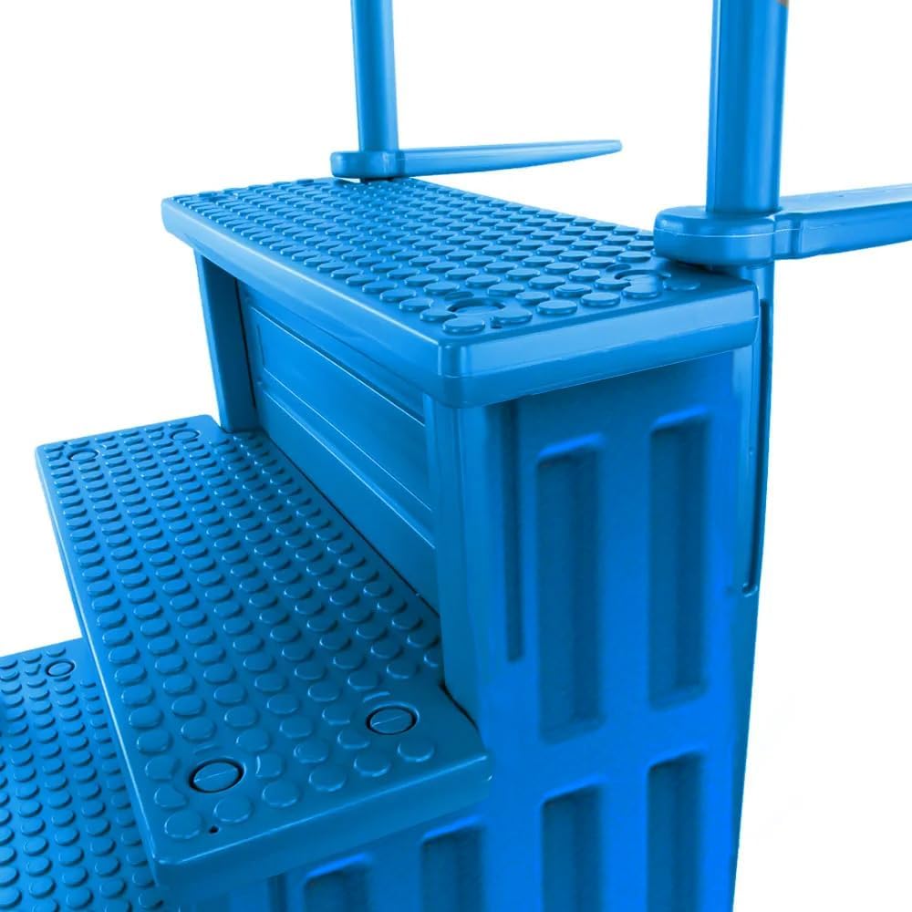 Gradini antiscivolo per piscine | Grigi | Per piscine fuori terra | Possono essere montati su ponti alti da 48" a 54" | Scale di sicurezza con portata fino a 300 libbre