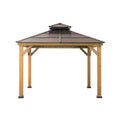 Gazebo con struttura in cedro da 10 piedi x 10 piedi e tetto a padiglione in acciaio a 2 livelli