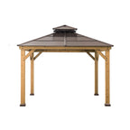 Gazebo con struttura in cedro da 10 piedi x 10 piedi e tetto a padiglione in acciaio a 2 livelli