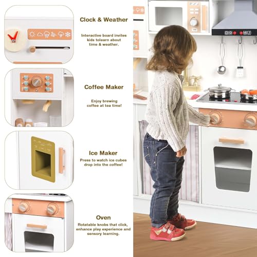 Cucina Legno per Bambini Cucina Giocattolo per Bambini Cucina Bambini Accessori Cucina Bambini Cucina Bambina Giochi Bambini 3 4 5 6 Anni : Giochi e giocattoli