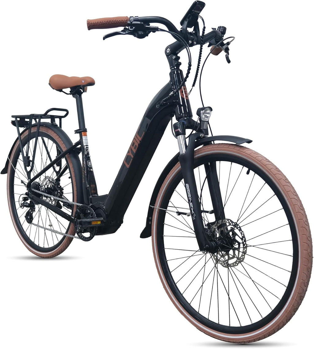 CYBIC Bici Elettrica 28" per Donna/Uomo, con Motore Centrale Shimano 250W, 8 Velocità, Bicicletta Elettrica per Adulti, Batteria 504Wh (36V) al Litio, Freni Idraulici Bici Elettrica da Città
