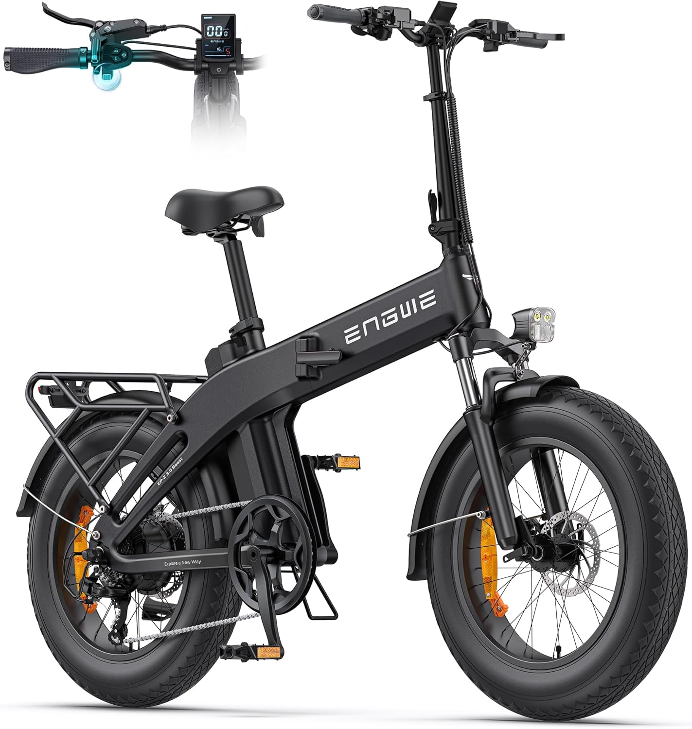 ENGWE EP-2 3.0 BOOST Bicicletta Elettrica Pieghevole, Batteria 48V 13.5Ah, Autonomia Fino a 120km, Coppia 75Nm, Freni Idraulici, Pneumatici 20"x4.0", Cambio 7 Marce, Connessione App