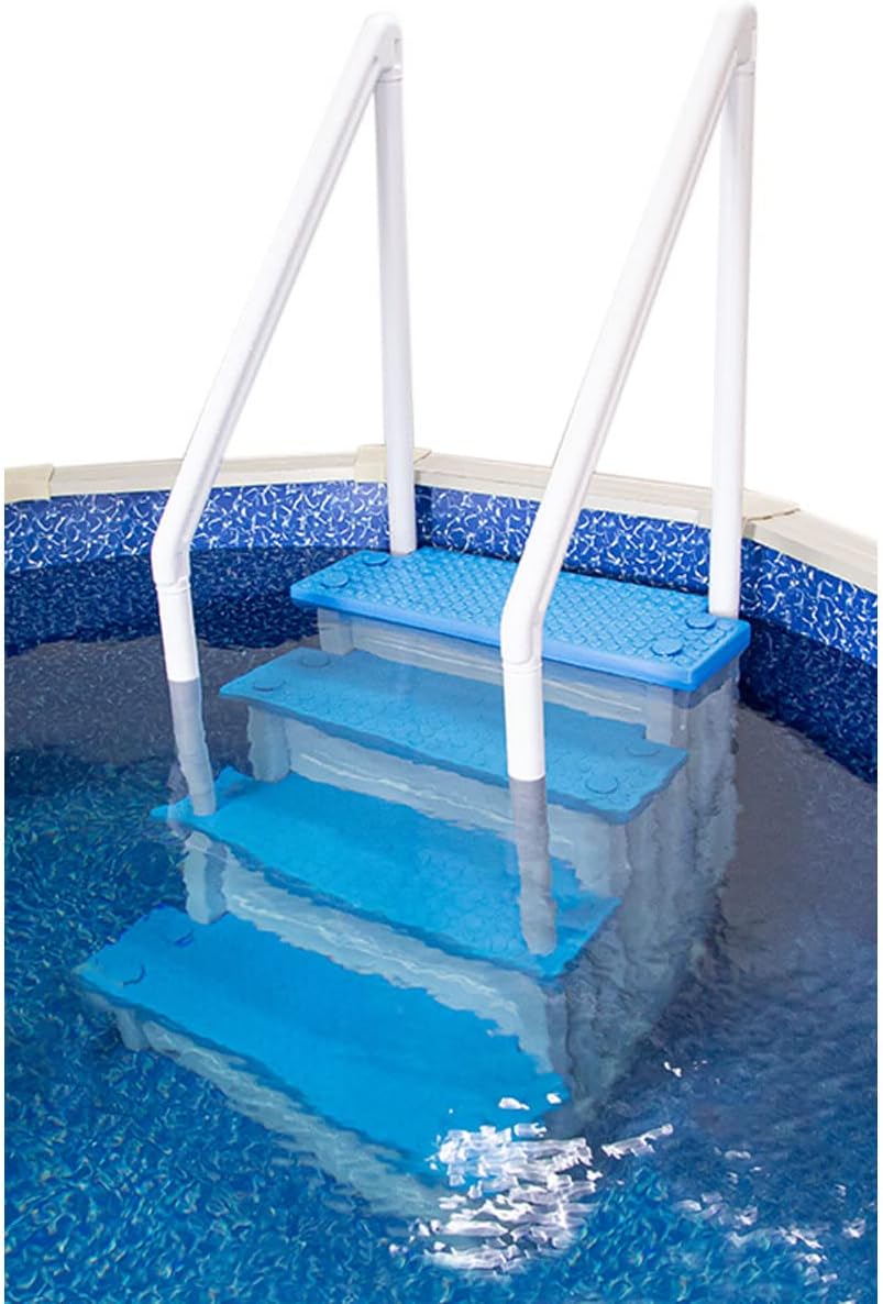 Gradini antiscivolo per piscine | Grigi | Per piscine fuori terra | Possono essere montati su ponti alti da 48" a 54" | Scale di sicurezza con portata fino a 300 libbre